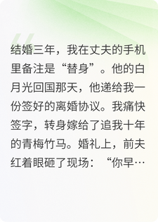 他手机里对我的备注是&ldquo;替身&rdquo;小说