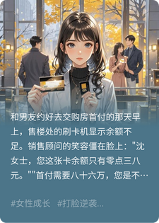 刷卡买房只剩三毛八，亲妈偷百万首付，我直接***全家小说